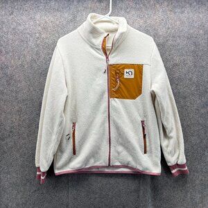 Karitraa Jacket Women Small White Full Zip Sherpa Fleece Sweater Rothe Midlayer